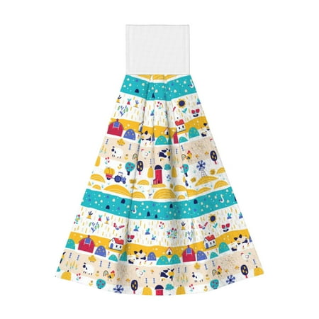 

Horeoi Funny Farm Print Coral Fleece Microfiber Hanging Hand Towel Absorbent Hand Towel Quick Dry Thicken Cleaning Cloths Wipes Rags for Kitchen & Bathroom