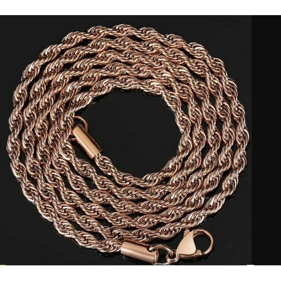 CREDIBLE  Stainless Steel  Rope Chain Necklace for Men, Women in Rose Gold 3MM 22 Inches