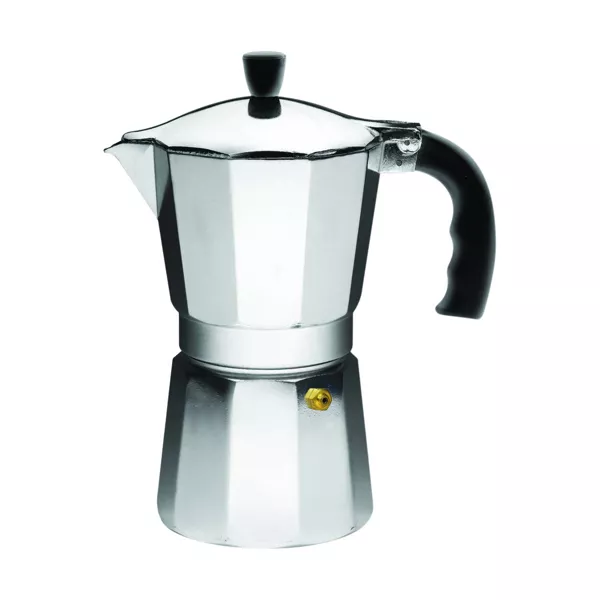 3 Cup Aluminum Stovetop Coffeemaker: Manual Espresso Maker, Gray, No Filter Needed, Hand Wash, 8 oz Capacity