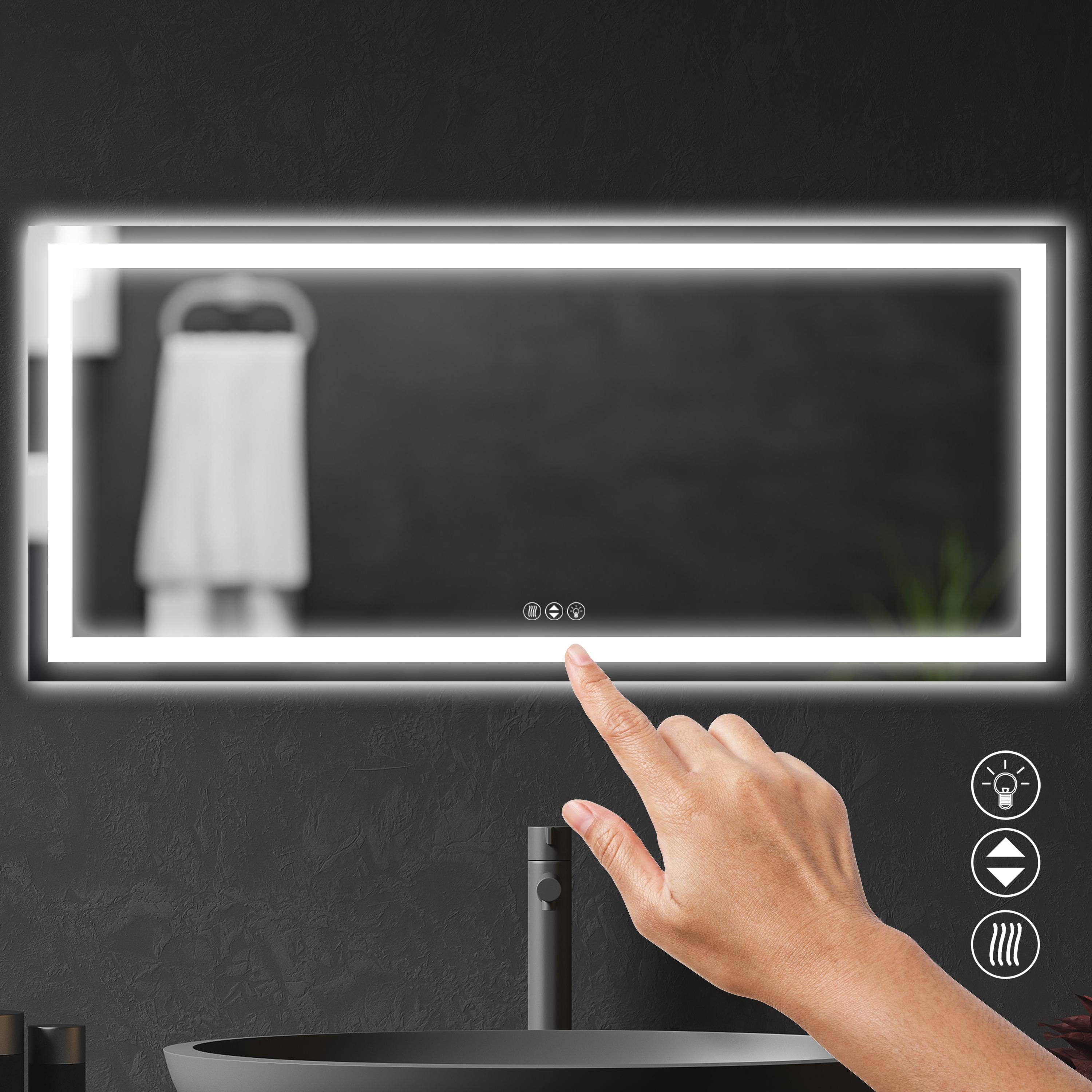 Prominence Home 72x32" Frontlit, Backlit, Anti-Fog, Shatter-Proof Touch Control LED Bathroom Mirror with Adjustable Light Settings