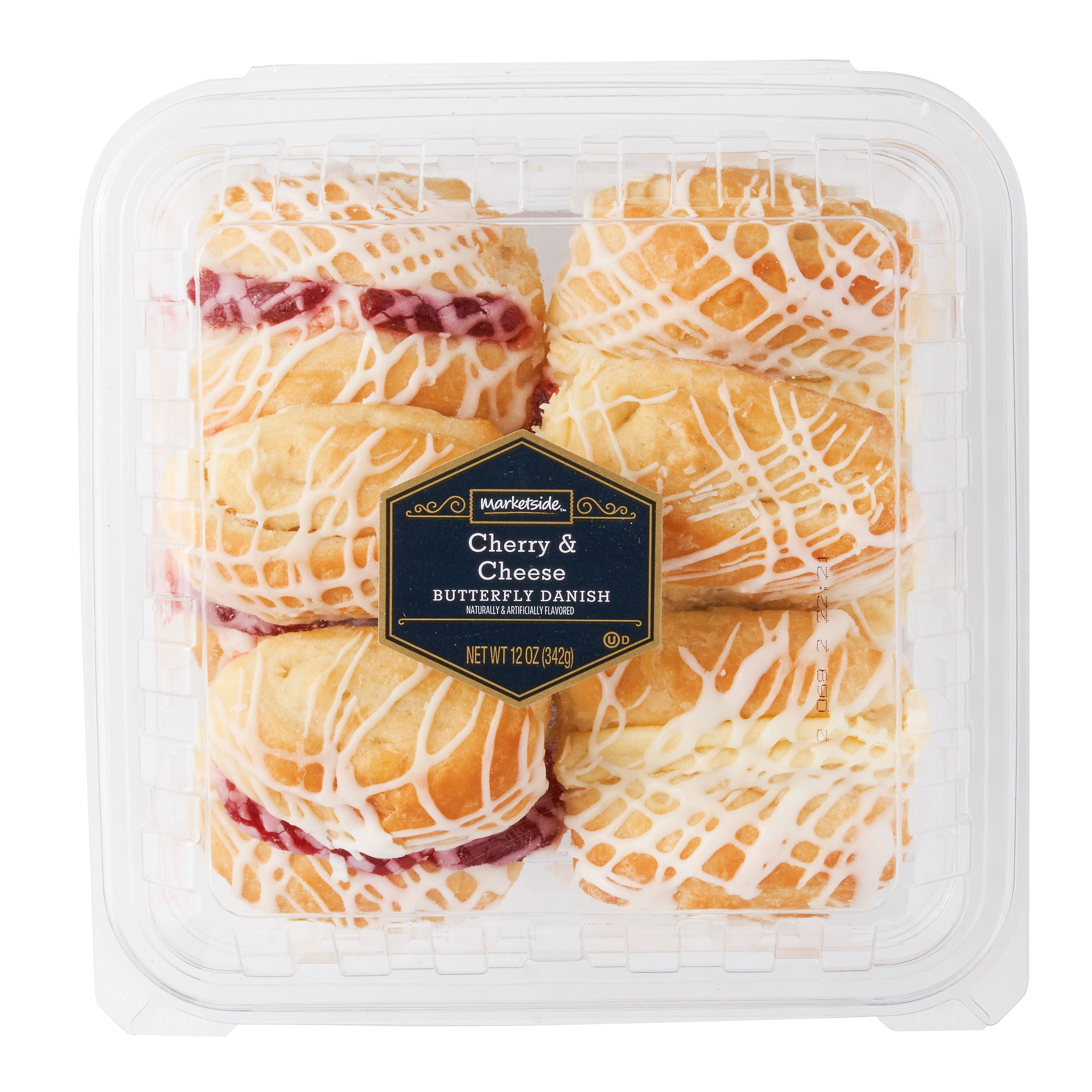 Marketside Cherry and Cheese Butterfly Danish, 12 oz, 6 Pastries