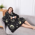 thumbnail image 5 of Oversized Wearable Blanket Hoodie,Black Sun Moon Star Pattern Sherpa Blanket Hoodie with Super Pockets,Super Warm Fuzzy Pullover for Women & Men, 5 of 6