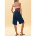 thumbnail image 3 of Women High Waist Denim Bermuda Shorts Loose Wide Leg Knee‑Length Jean Shorts, 3 of 5