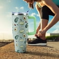 thumbnail image 3 of 40 oz Tumbler with Handle and Straw, Stainless Steel Insulated Cup with Leak Proof Lid and Straw Lid, Keep Drinks Cold and Hot for Hours(Avocado), 3 of 6