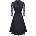 thumbnail image 2 of Vestido de cóctel de fiesta retro elegante con encaje calado y vuelo para mujer, 2 of 7