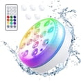 thumbnail image 2 of Luces LED sumergibles IP68, luces subacuáticas para piscina con control remoto RF, 13 cuentas de luz, 16 colores RGB, con imanes/ventosas, luz de ducha a batería para piscina., 2 of 5