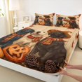 thumbnail image 4 of Homewish Rustic Halloween Dog Bed Sheets,Pumpkin Lantern Full Size Sheets,Farmhouse Decor,4pcs,1 Flat Sheet, 1 Fitted Sheet and 2 Pillowcases, 4 of 6