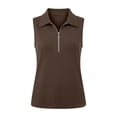thumbnail image 6 of Women Half Zip Ribbed Sleeveless Tank Tops Dressy Casual Sporty Daily Vests Blouse Coffee XXL, 6 of 6
