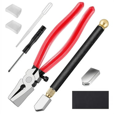 Glass Cutter Kits Stained Glass Supplies with Heavy Duty Glass Running Pliers and Pencil Glass Cutter Tool