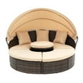 thumbnail image 5 of Glavbiku 64.1" Outdoor Wicker Round Daybed with Cushions,Rattan Sofa Bed with Lift Table,Beige, 5 of 13