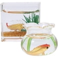 thumbnail image 1 of Miangastore 2Pcs Wear-resistant Miniature Fish Tanks Desktop Fish Tank Models Glass and Plastic Doll Fish Bowls Decors, 1 of 9