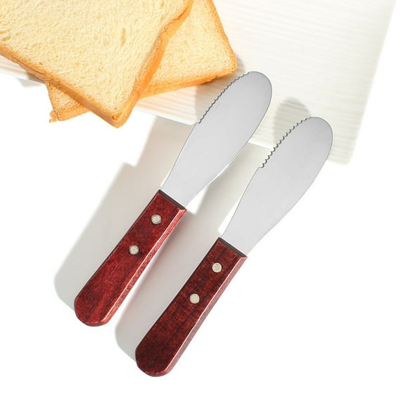 Stainless Steel Cheese Knife with Wooden Handle - Serrated Cheese Slicer and Scraper for Hard Cheeses