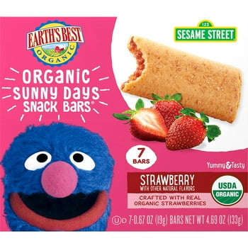 Earth's Best  Sesame Street Strawberry Sunny Days Snack Bars, 7 Count, 4.69 oz Box