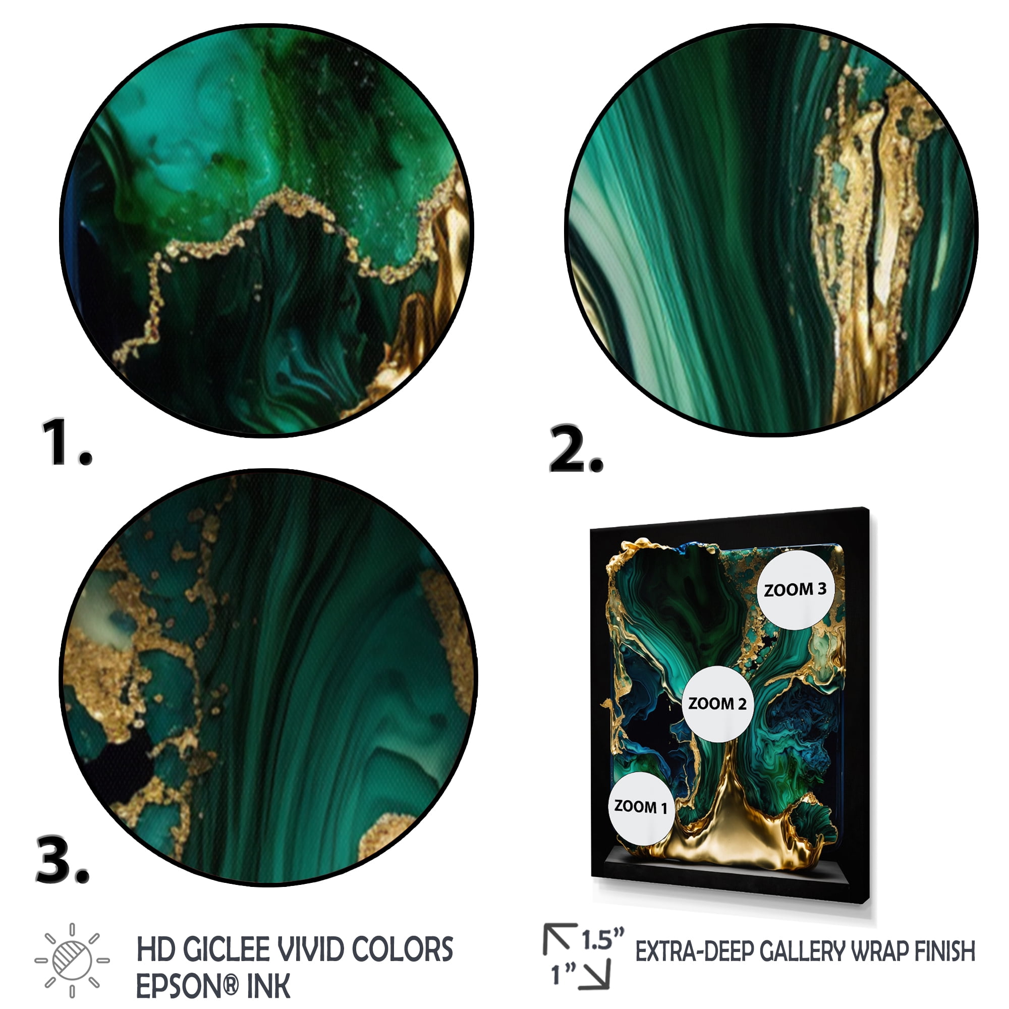 Designart Abstract Geode Marble Green And Blue I Canvas Wall Art