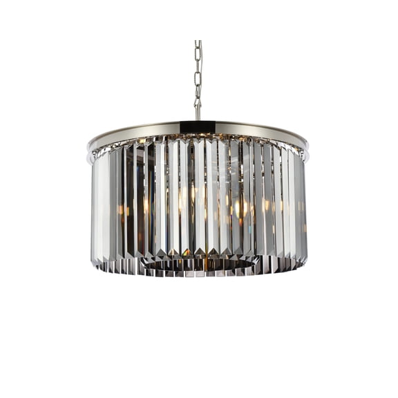 Sydney 8 light Polished nickel Chandelier Silver Shade (Grey) Royal Cut Crystal