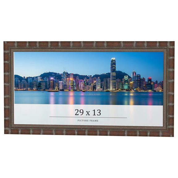 29x13 Dark Brown Bamboo Real Wood Picture Frame Width 1.5 inches | Interior Frame Depth 0.5 inches