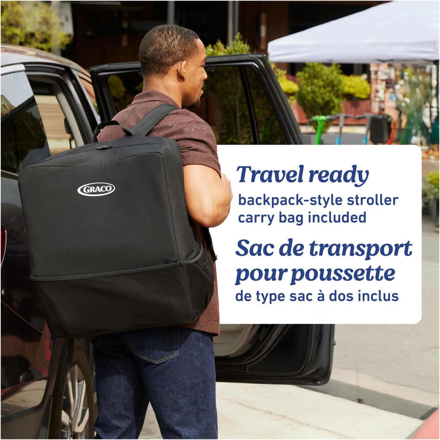 Graco GoMax Compact Stroller Frame | Accepts All Graco Infant Car Seats | Backpack Style Lightweight Travel Stroller Frame