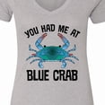 thumbnail image 4 of Inktastic You Had Me at Blue Crab Women's V-Neck T-Shirt, 4 of 5