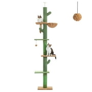 PAWZ Road Tall Cat Tree Cactus Floor to Ceiling Cat Tower 95-108" Sisal Scratching Post for Indoor Cats