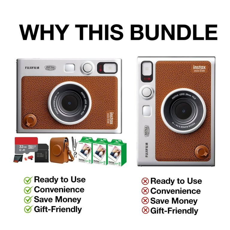 Fujifilm Instax Mini EVO Hybrid Instant Film Camera (Brown