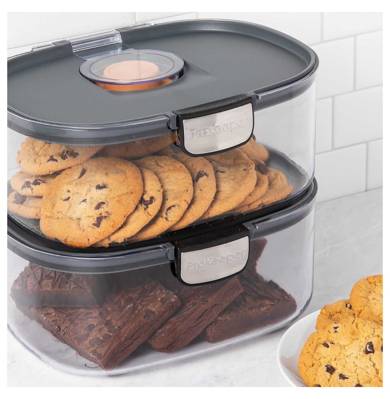 KriKac ProKeeper+ PKS-850 Cookie/Baked Goods Multipurpose Airtight Stackable Food Storage Container (3- Piece)