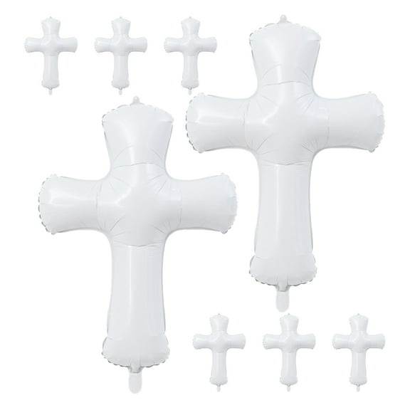 FRCOLOR 8pcs Foil Cross Shaped Balloons Cross Balloon Photo Props Party Favor for Baby Shower