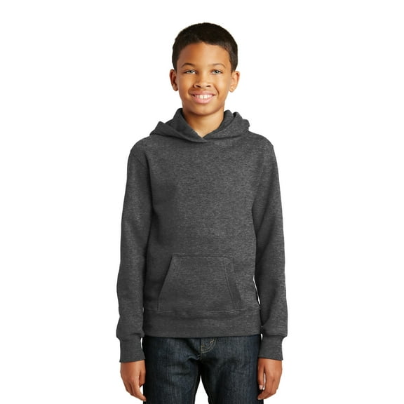 Port & Company Youth Fan Favorite Fleece Pullover Hooded Sweatshirt-S (Dark Heather Grey)