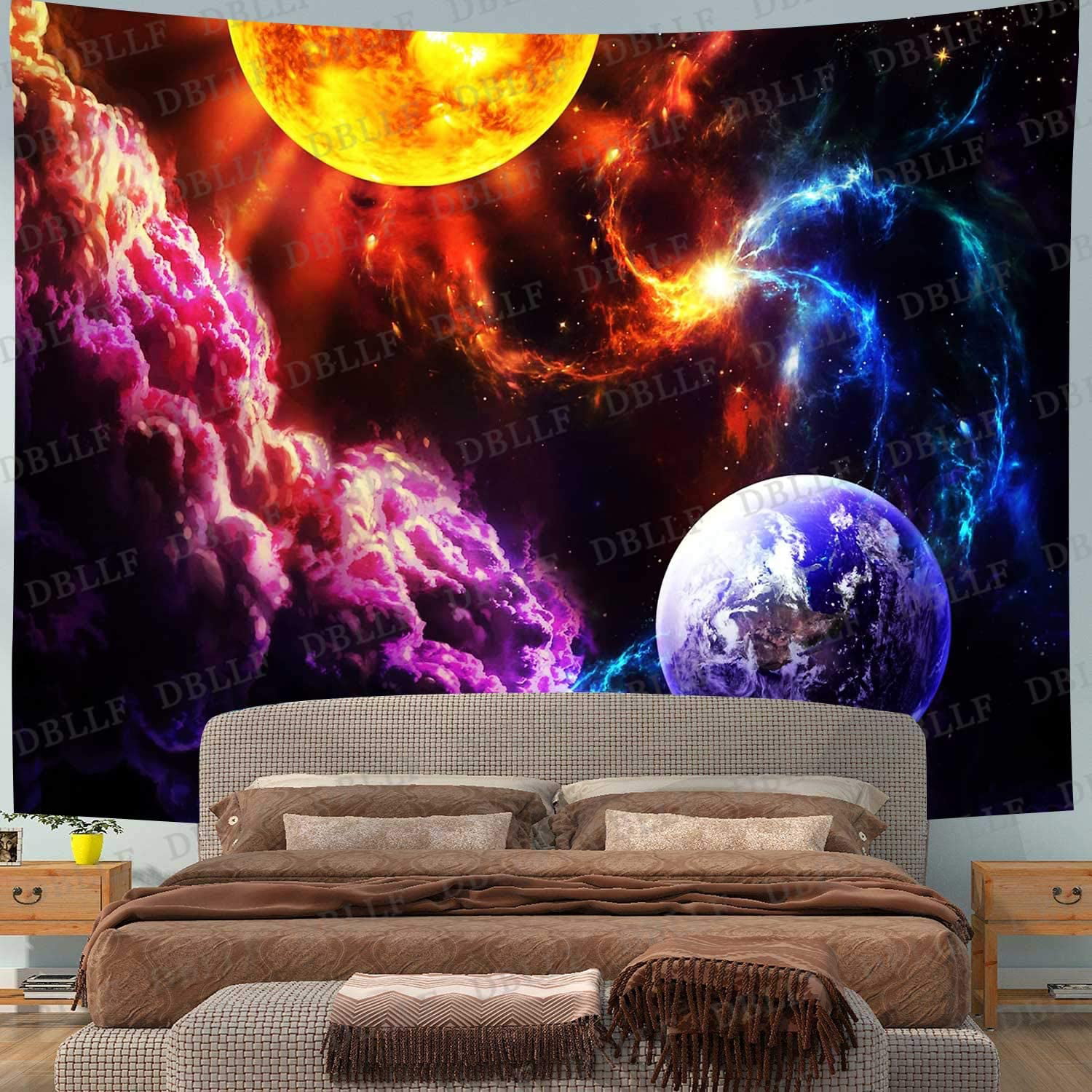 Planet Earth Tapestry Wall Hanging Bedspread Blanket Home Decor Backdrop 