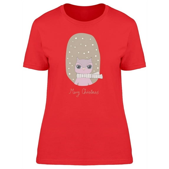 Merry Christmas Pink Owl Tee Women's -Image by Shutterstock