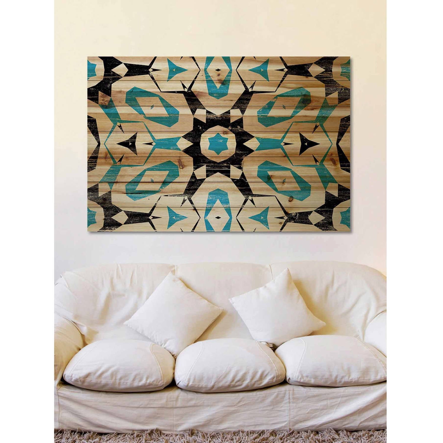"Middle Star" Painting Print on Natural Pine Wood