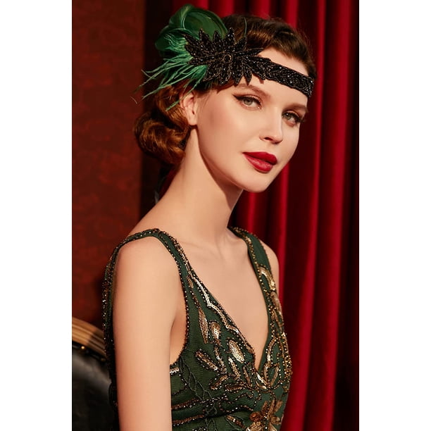 Diadema De Plumas Estilo Años 20 Con Colgante De Plata – Accesorio Retro Para Fiestas Gatsby Y Halloween