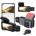 thumbnail image 1 of Dash Cam 1080P de 3 lentes, Gran angular de 170° interior delantero trasero, Pantalla de 3,39", WiFi, Grabación en bucle, Monitor de estacionamiento, Grabación 24/7, Detección de movimiento, Fácil, 1 of 7