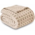 thumbnail image 6 of Super Soft Throw Blanket Linen Premium Silky Flannel Fleece 3D Waffle Checkered Lightweight Bed Blanket All Season Use (Linen, Throw(50"x70")), 6 of 6