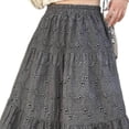 thumbnail image 4 of Boho Long Skirts for Women Hollow Out Embroidery High Waist Skirt Flowy Tiered Maxi Skirt Lightweight Vintage Fashion Skirts Business Casual Outfits Spring Summer 2026 Beach Vacation, 4 of 5