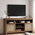 thumbnail image 1 of Eastvita Boho - Style TV Stand for TVs up to 65 Inches (58-Inch). Modern Rattan Entertainment Center with Key Features (Oak), 1 of 7