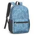 thumbnail image 2 of Paisley and Damask Blue Pattern 17" Waterproof Oxford School Backpacks for Teens, S-Shape Padded Straps, for School, Travel, Hiking, Camping, 2 of 5