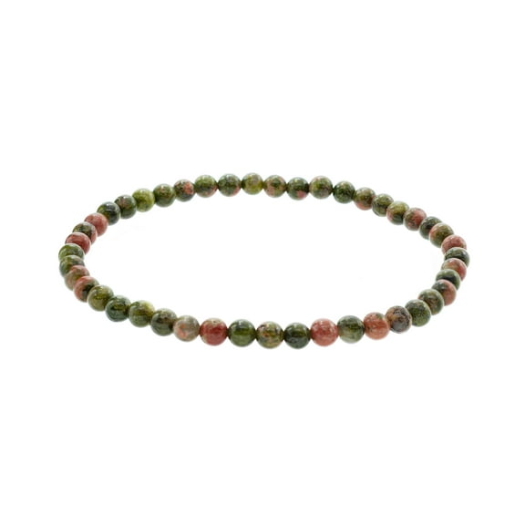 LTC Designs 4mm Round Unakite Jasper Stretch Bracelet, 7" for Adults