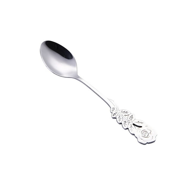 DPTALR Creative Stainless Steel Rose Spoon Coffee Stirring Spoon Dessert Spoon Couple Spoon
