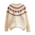 thumbnail image 1 of TIEVOSA Winter Thick Sweater Bulky Yarn Flower Loose Children's Sweater（Beige）, 1 of 7