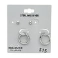 thumbnail image 2 of Brilliance Fine Jewelry Sterling Silver Ball Stud and Hoop Earring Set, 2 of 3
