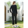 thumbnail image 4 of HEARTNICE Womens Pajama Set, Soft Long Sleeve Button-up Sleepwear Lounge Pjs with Pockets,(Black,L), 4 of 5