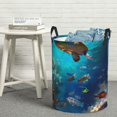 thumbnail image 7 of KLL Underwater Fish Turtle Waterproof Foldable Laundry Hamper Bucket with Handles for Storage Bin,Kids Room,Home Organizer (Small ), 7 of 7