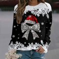 thumbnail image 2 of Wxolcjlv Womens Bow Santa Hat Graphic Sweatshirts Long Sleeve Crew Neck Ribbed Knit Tops, 2 of 4