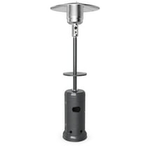 Patiojoy Patio Rolling Steel Heater Freestanding Outdoor Propane Heater w/Table Suitable for Garden Wedding & Party Gray