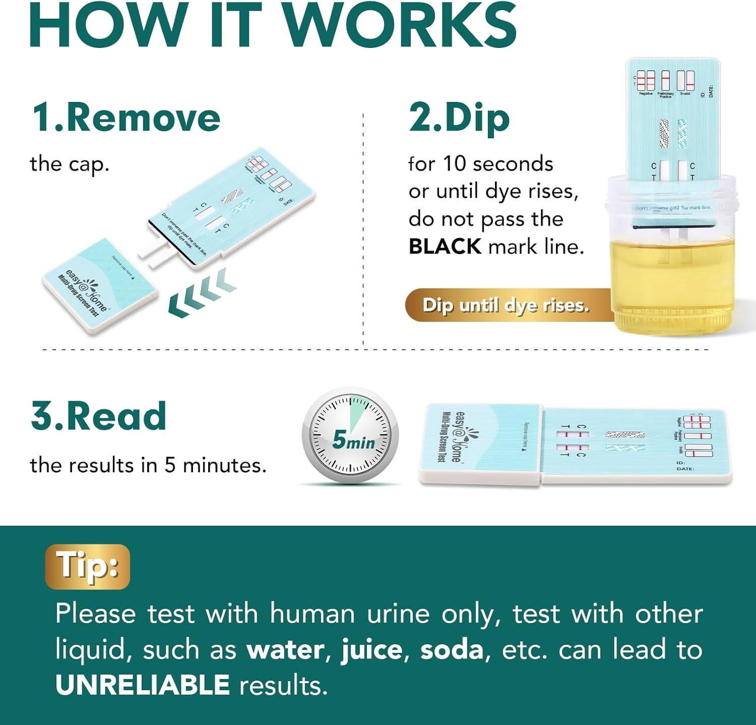 Easy@Home Multi-Drug Screen Test, 5 Pack Marijuana & Nicotine Urine Drug Test Kits, Testing for THC and Nicotine Metabolites Cotinine(COT) in Urine, Accurate Home Drug Testing Kits, EDOAP-124