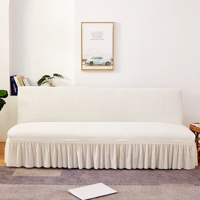 Nvzi Sofa Cover for sofas Stretch Couch Covers for Living Room Easy Fit Washable Furniture Sofa Protector with Skirt,1 Piece 62.99-74.8inch (White)