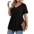 thumbnail image 2 of OGLCCG Plus Size Tops for Women Casual Oversized Tshirts for Women Loose Fit V Neck Babydoll Top Summer Basic Tees L-5XL, 2 of 6