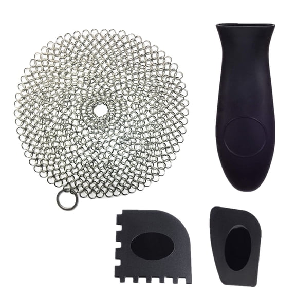 Tizuqe Stainless Steel Scrubber Set for Cast Iron Pan Iron Pans Cleaning Tools Set