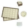thumbnail image 3 of Unique Bargains Set of 2 Stackable Velvet Jewelry Organizer Trays with Removable Dividers Brown-30 Grid Tray, 3 of 7