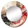 thumbnail image 2 of Designart "Chromatic Agate in Red and Black I" Abstract Round Mirror Wall Decor Modern - Large Red Round Office Mirror - Round Mirror - 23" x 23", 2 of 6